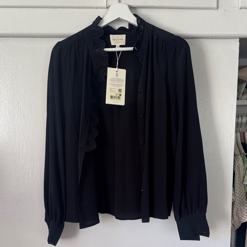 Sezane Classic Black Blouse